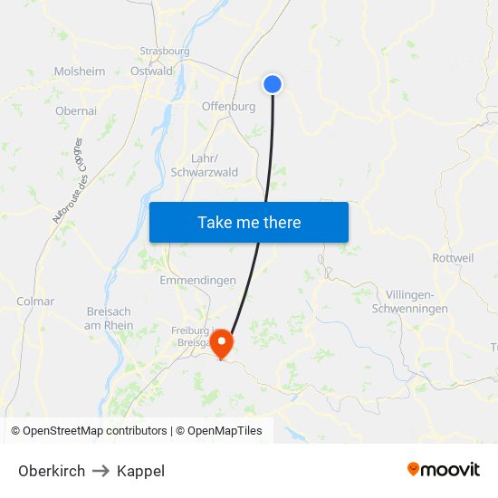 Oberkirch to Kappel map