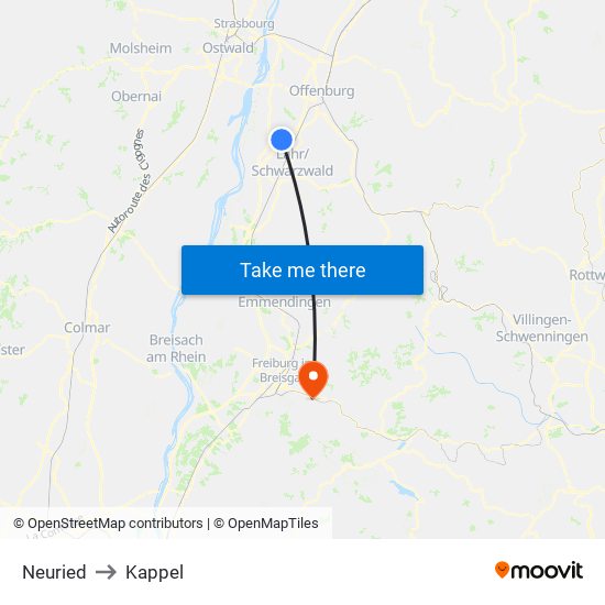 Neuried to Kappel map