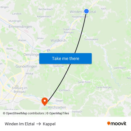 Winden Im Elztal to Kappel map