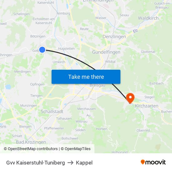 Gvv Kaiserstuhl-Tuniberg to Kappel map