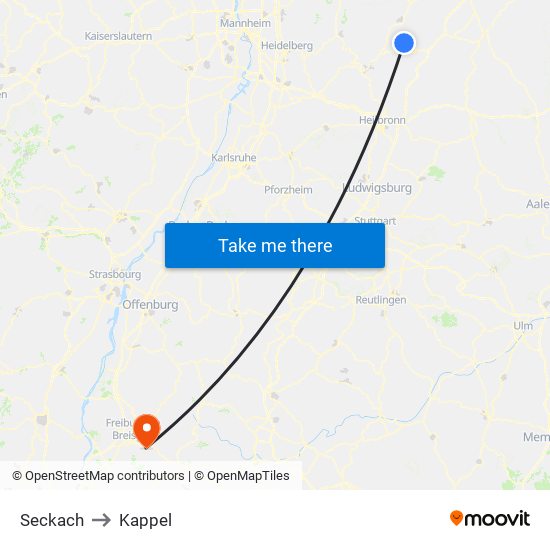 Seckach to Kappel map