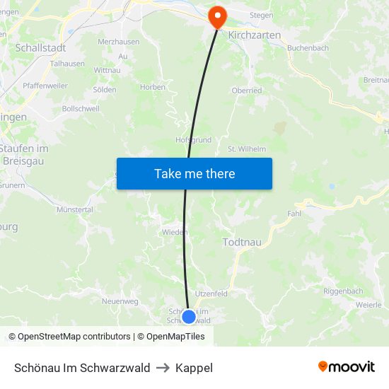 Schönau Im Schwarzwald to Kappel map