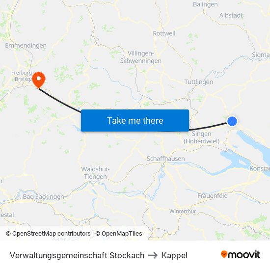 Verwaltungsgemeinschaft Stockach to Kappel map