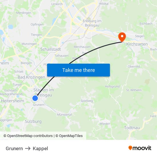Grunern to Kappel map