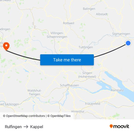 Rulfingen to Kappel map