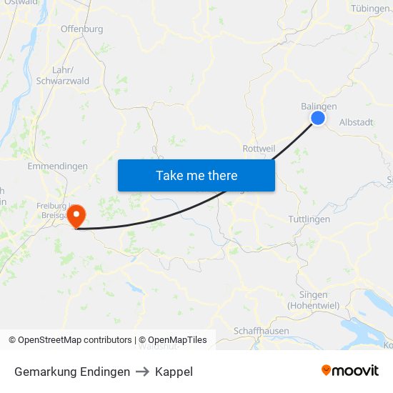 Gemarkung Endingen to Kappel map