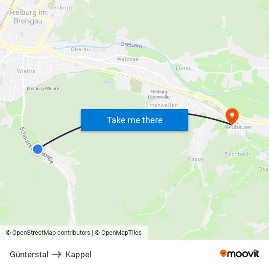 Günterstal to Kappel map