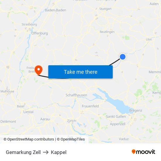 Gemarkung Zell to Kappel map