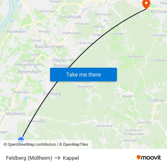 Feldberg (Müllheim) to Kappel map