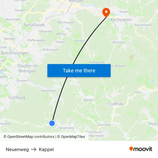 Neuenweg to Kappel map