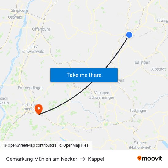 Gemarkung Mühlen am Neckar to Kappel map