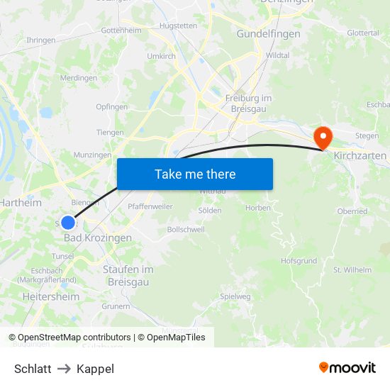 Schlatt to Kappel map