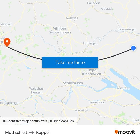 Mottschieß to Kappel map