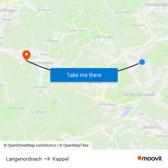 Langenordnach to Kappel map