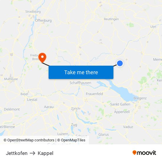 Jettkofen to Kappel map