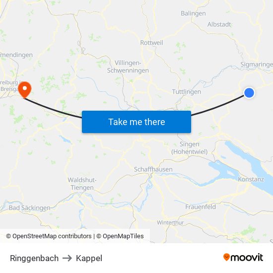 Ringgenbach to Kappel map