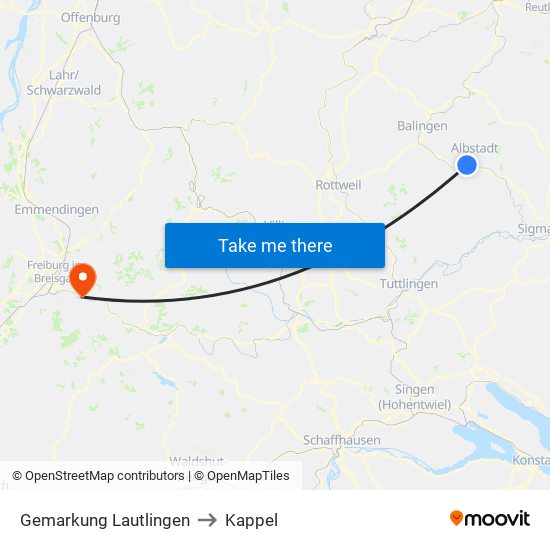 Gemarkung Lautlingen to Kappel map