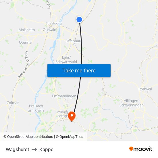 Wagshurst to Kappel map