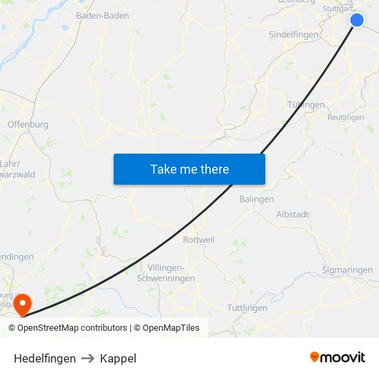 Hedelfingen to Kappel map