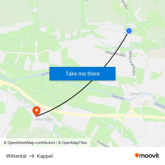 Wittental to Kappel map