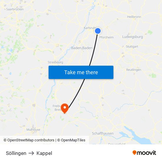 Söllingen to Kappel map