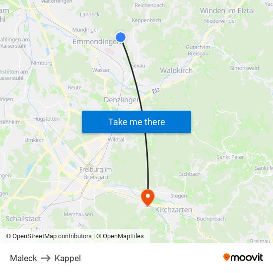 Maleck to Kappel map