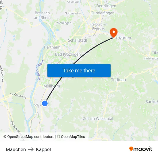 Mauchen to Kappel map