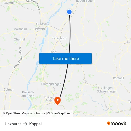 Unzhurst to Kappel map