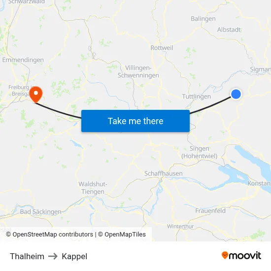 Thalheim to Kappel map