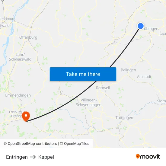 Entringen to Kappel map
