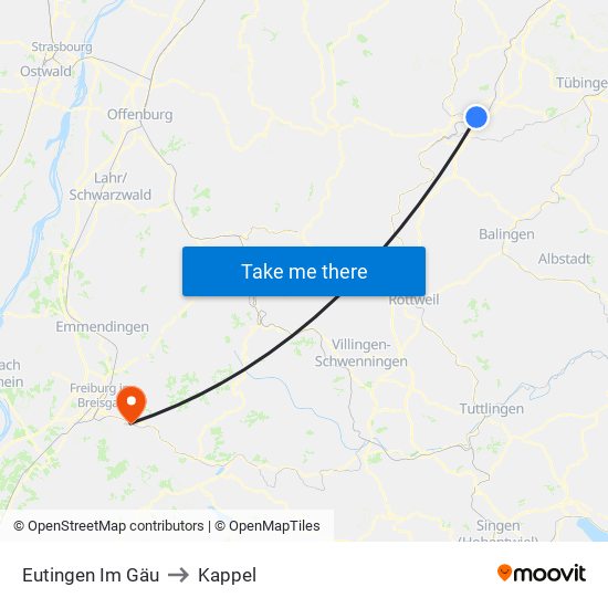 Eutingen Im Gäu to Kappel map