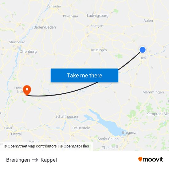 Breitingen to Kappel map