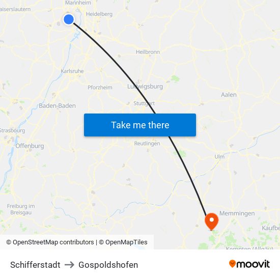 Schifferstadt to Gospoldshofen map