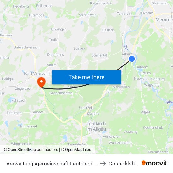 Verwaltungsgemeinschaft Leutkirch Im Allgäu to Gospoldshofen map