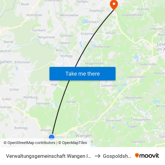 Verwaltungsgemeinschaft Wangen Im Allgäu to Gospoldshofen map