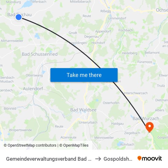 Gemeindeverwaltungsverband Bad Buchau to Gospoldshofen map