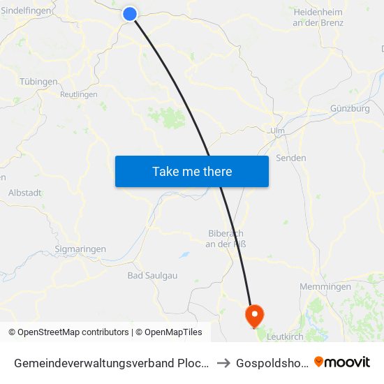 Gemeindeverwaltungsverband Plochingen to Gospoldshofen map