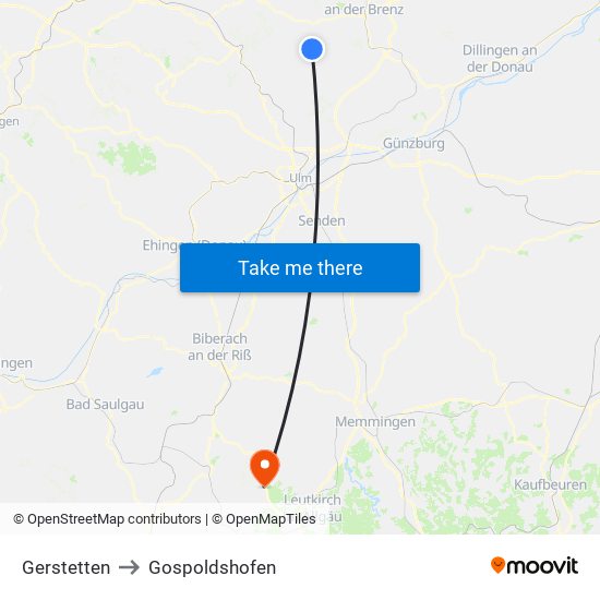 Gerstetten to Gospoldshofen map