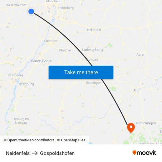 Neidenfels to Gospoldshofen map