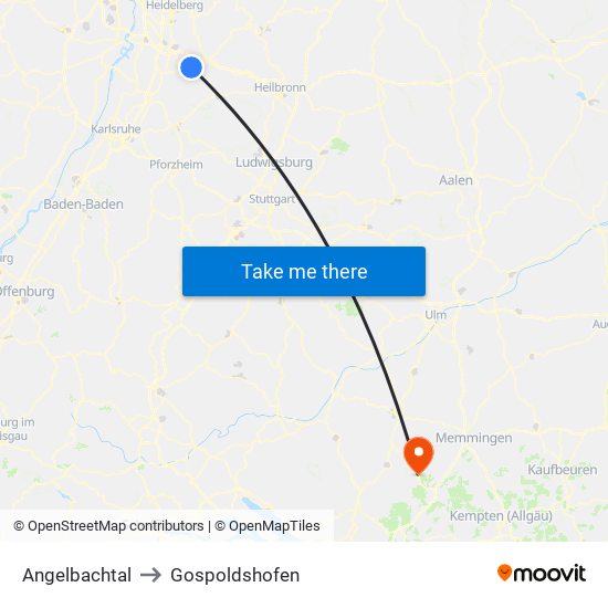 Angelbachtal to Gospoldshofen map