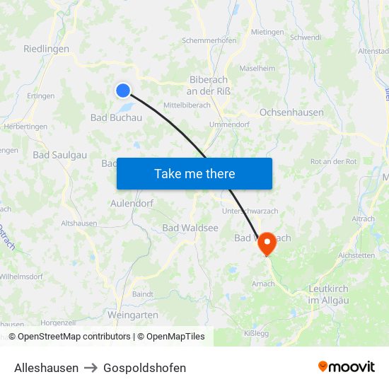 Alleshausen to Gospoldshofen map