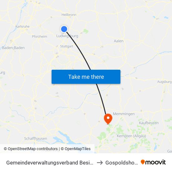 Gemeindeverwaltungsverband Besigheim to Gospoldshofen map