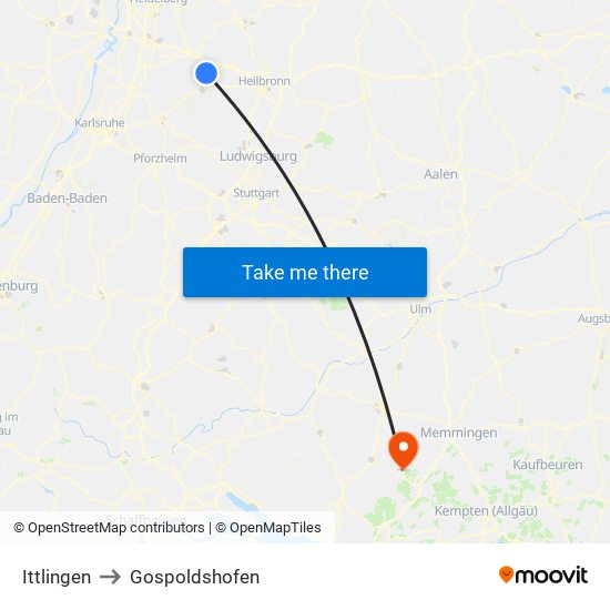 Ittlingen to Gospoldshofen map