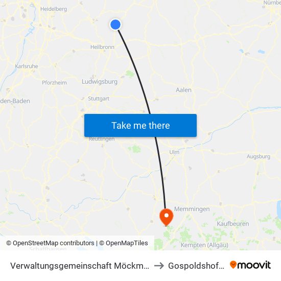 Verwaltungsgemeinschaft Möckmühl to Gospoldshofen map