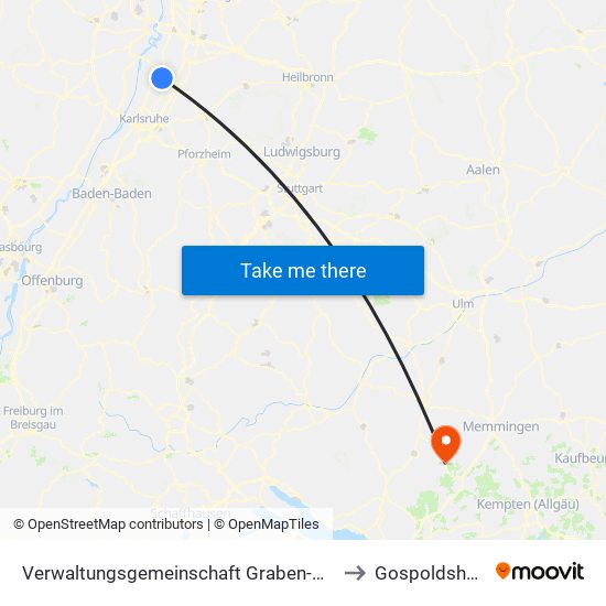 Verwaltungsgemeinschaft Graben-Neudorf to Gospoldshofen map