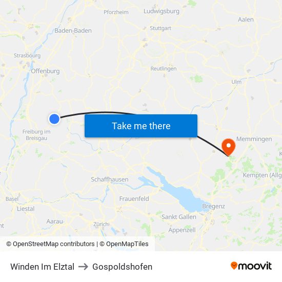 Winden Im Elztal to Gospoldshofen map