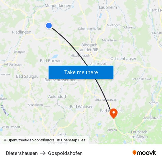 Dietershausen to Gospoldshofen map