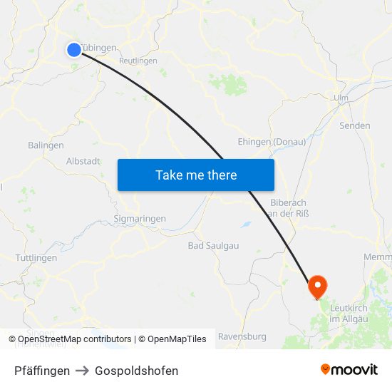 Pfäffingen to Gospoldshofen map