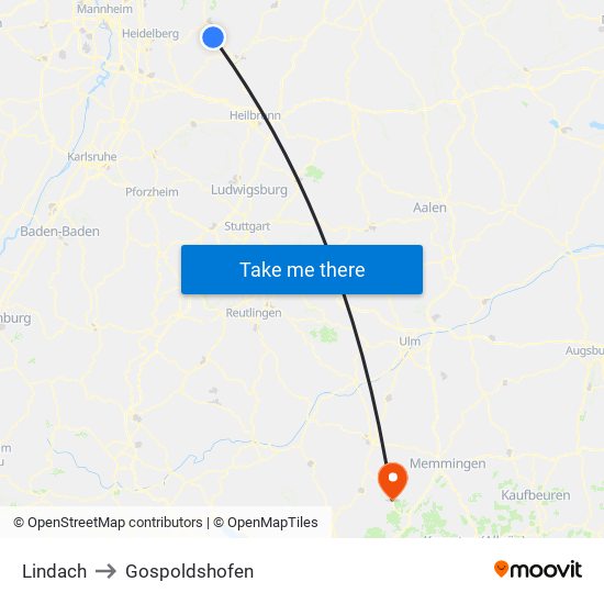 Lindach to Gospoldshofen map