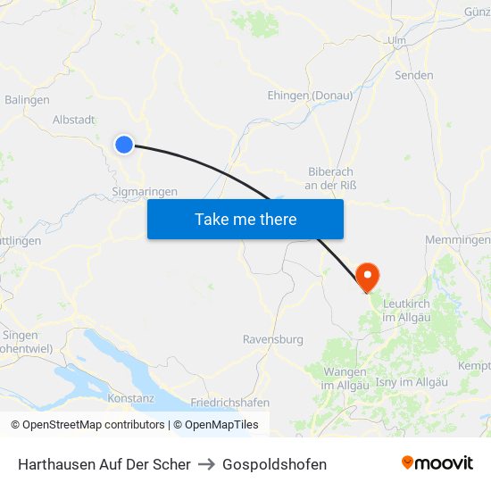 Harthausen Auf Der Scher to Gospoldshofen map